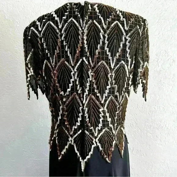 Vintage Laurence Kazar silk beaded sequin‎ party dress size medium - Picture 8 of 13